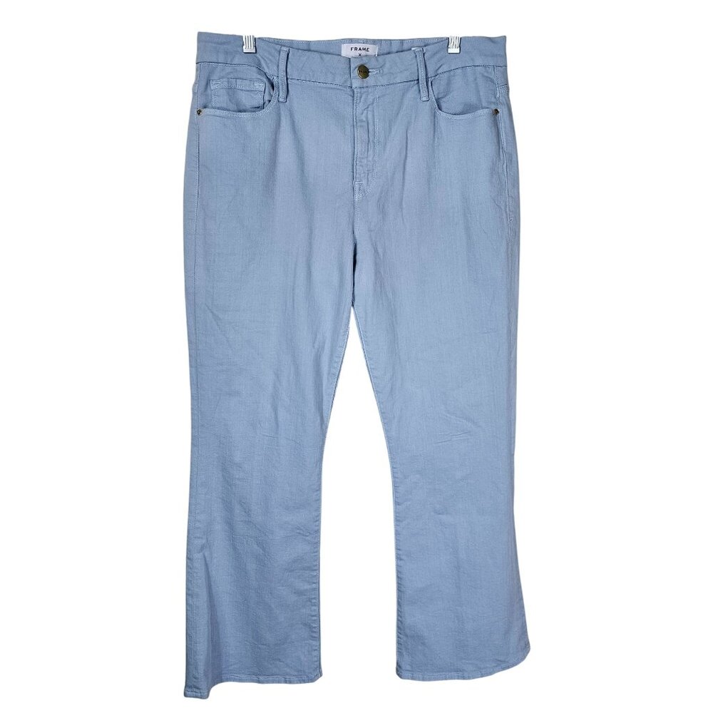 Frame X Aerin Le Crop Mini Boot Jeans 32 Cool Blue‎ Denim Collab Casual Stretch